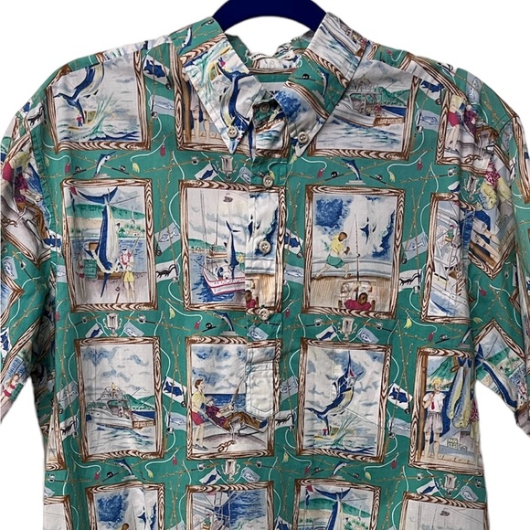 Reyn Spooner Men’s Hawaiian Shirt Large Short Sleeves Pullover Green - Picture 3 of 9